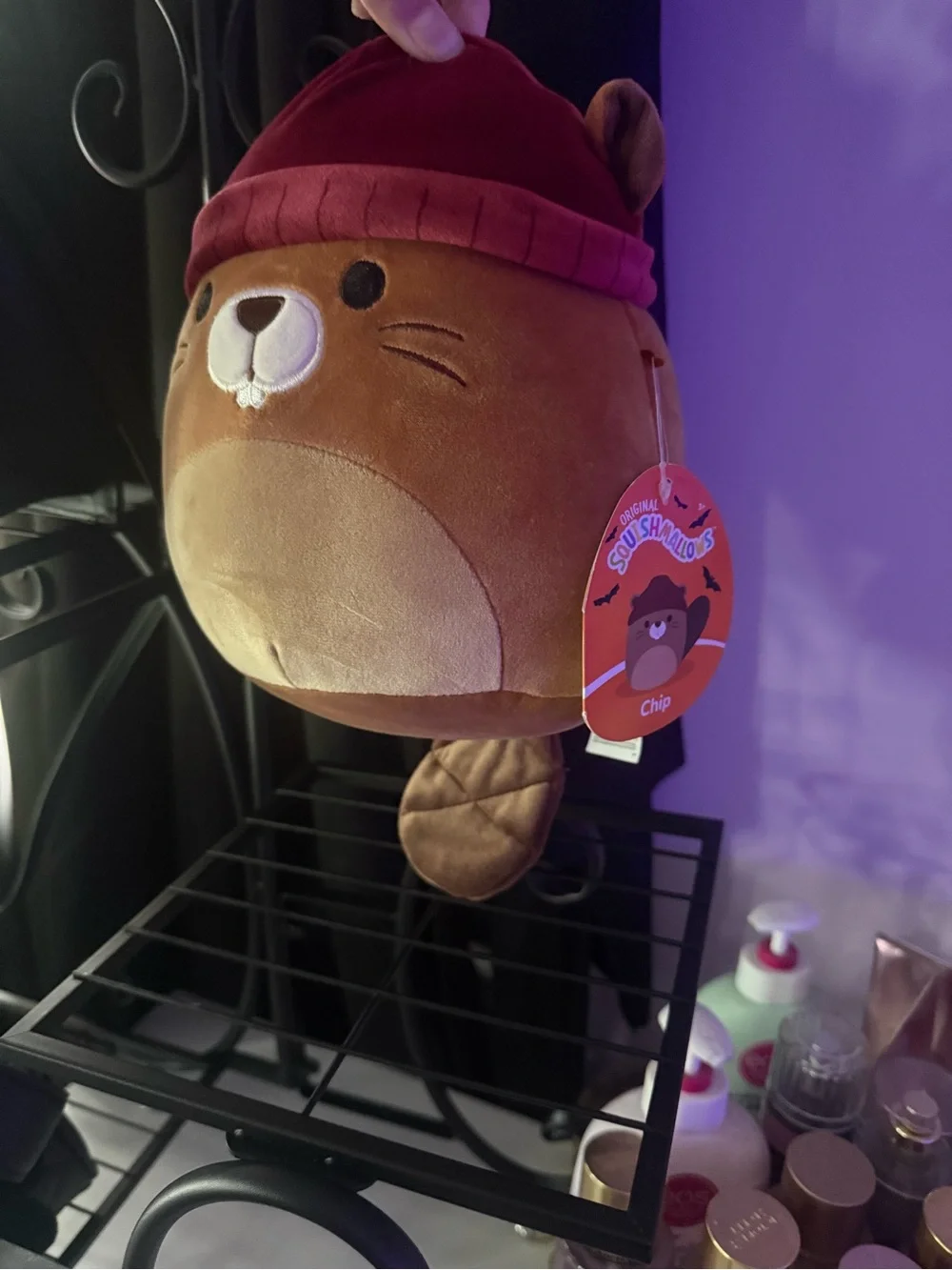 Squishmallows Brown Halloween Beaver with Red Hat